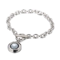Silver titanium steel chain bracelet with grey crystal pendant and OT buckle closure - Silver Chain Gray Rhinestone Style (KB162162-Z)