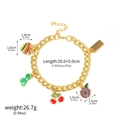 Gold chain bracelet featuring colorful fruit and heart charms with size dimensions - B00204 Mixed Charm Bracelet