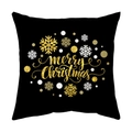 Black Christmas pillowcase with golden Merry Christmas text and snowflake patterns - Style 12 / 18x18 Inch