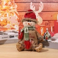 Christmas snowman gift bag in brown burlap with heart window and Merry Christmas embroidery - 3D Snowman Style