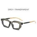 Grey transparent geometric sunglasses with contrasting black and tortoiseshell temples - Clear Gray Frame Clear Lens