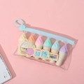 Set of 6 mini ice cream cone highlighters in pastel colors with clear storage pouch - Ice Cream Cone