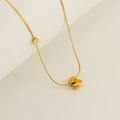 Golden bubble letter S pendant necklace with crystal on a delicate stainless steel chain - Letter S