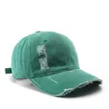 Distressed dark green vintage baseball cap with washed cotton and ripped details - Dark Green
