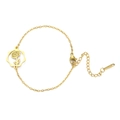 Golden stainless steel birth flower bracelet featuring a minimalist daisy charm pendant - Chrysanthemum / Gold