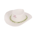 White doll cowboy hat with green rhinestone chain and pink star charm accessory - White Cowboy Hat With Cyan Rhinestone Chain