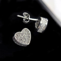 Elegant 18k silver-plated heart stud earrings with sparkling micro-pave cubic zirconia - Sparkling Heart Stud Earrings [White Gold Plated]