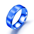 Minimalist 8mm blue brushed stainless steel ring with elegant matte beveled edges - US 5 / Blue