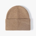 Gorro clásico de punto acanalado camel con doblez elegante para el frío invierno - Ajustable / Caqui