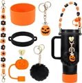 Halloween Stanley cup accessory set with pumpkin straw topper and silicone boot cover - Halloween
