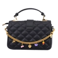 Black quilted PU leather shoulder bag with gold chain and fruit strawberry charms - BG00012 Mixed Fruit Bow Bag Chain