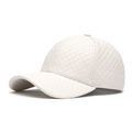 Chic quilted beige PU leather baseball cap with a classic stitched diamond pattern - Beige (Quilted Diamond)