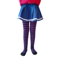 Children's purple and black striped tights for Halloween outfit with pleated skirt - 6-8 Years / Purple Black Striped