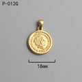 Macro del ciondolo moneta romana in titanio placcato oro 18 carats con rilievo e 18mm - P-012G