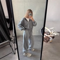 Ensemble survêtement gris délavé vintage avec sweat à capuche et jogging - S / Gris