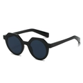 Polygonal geometric sunglasses in glossy black frame with dark tinted lenses - Black Frame Black Grey Lens