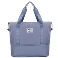 Morandi blue-purple large capacity travel duffel bag with bottom shoe compartment - Haze Blue