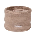 Winter minimalist light brown knitted neck warmer with embroidery and plush fleece lining - 23*14*2cm / Khaki