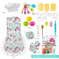 26-piece kids baking set with unicorn apron, chef hat, and colorful kitchen utensils - Unicorn Rainbow 26 Pcs (WQ5187-8A)