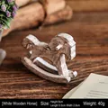 Vintage white wooden rocking horse ornament with distressed finish for home decor - White