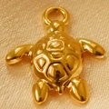 Delicate gold sea turtle charm pendant for DIY jewelry on pink silk background - Turtle (22mm)