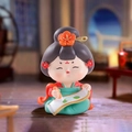 Tang dynasty style lady figurine holding a scroll with green dress and flower hair decor - 1056-11 Drawing * Refrigerator Magnet / Ancient Style Ornament Series