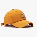 Fashionable ginger yellow cotton baseball cap with white plush letter P patch detail - Orange Red