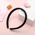 DIY handmade black plush headband accessory for women on a sweet pink background - Black