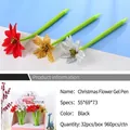 Christmas flower gel pen with metallic red, gold, and silver floral toppers and black ink - Christmas Pen-Black Ink
