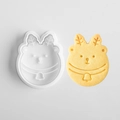 White cartoon deer cookie cutter with a reindeer head shape for holiday baking - E0827-Reindeer B
