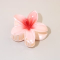Tropical pink gradient frangipani flower hair claw clip with a glossy resin finish - #4 Orange Red