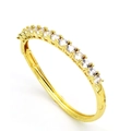 Vintage gold heart star bangle with sparkling zircon stones in a sleek minimalist design - Single Row Zirconia Pave Style (C)