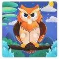 Educational wooden peg puzzle for toddlers featuring a colorful cartoon owl design - Owl Peg Puzzle