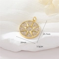 Vue détaillée d'un pendentif étoile doré de 20 mm avec dimensions et poids du bijou - Pendentif Disque Rond Étoile à 8 Branches