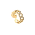 Anillo de cadena dorado minimalista con colgante de candado y detalles de circón - Colgante de Candado de Cadena