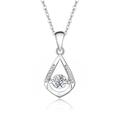 S925 sterling silver teardrop necklace with a dancing center stone and pavé accents - Moissanite White Stone Silver