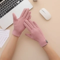 Guantes térmicos táctiles rosas para mujer con un elegante lazo de pata de gallo - Rosa