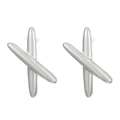 Detail macro view of polished stainless steel X-shaped stud earring with mirror finish - Steel Color Polished X-Shape (9548)
