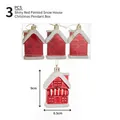 Set di 3 addobbi natalizi a forma di casa rossa con tetti innevati e cordini dorati - Rosso Brillante (3 Pezzi/Scatola)
