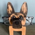 Handcrafted wooden German Shepherd eyeglass holder and office desk organizer - German Shepherd