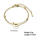 Golden double-layer stainless steel bracelet with letter D pendant and small beads - Letter-D / Gold