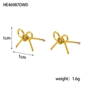 Minimalist 14K gold plated butterfly bow stud earrings in twisted rope design - HE46987DW0 Gold Mini Woven Knot