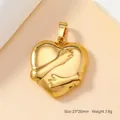 Golden heart-shaped hugging hands pendant in 23x20mm stainless steel design - Hug Heart / Gold