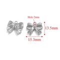 Silver stainless steel bow pendant for DIY jewelry making with dimensions 15.3x13.5mm - Steel-F (1.53g)