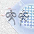 Detailed view of silver bow-shaped DIY charms in 21mm and 29.5mm sizes with crystal inlay - 28# Full Diamond Silver Bow