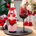 Knitted wine bottle cover in pink and white with heart pattern and love lettering - White Love Style / White Base Red Heart Wine Bottle Cover