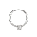 Minimalist silver stainless steel hoop earring with detachable small ring detail - Silver Coil Style (KE106136-Z)