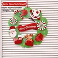 36cm 3D paper Christmas wreath with Santa, reindeer and glitter Merry Christmas banner - 36cm Santa Claus Style