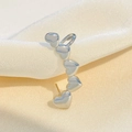 Silver minimalist ear cuff featuring five 3D heart shapes in a curved alignment - Silver Five Consecutive Hearts Style (K-1175)