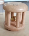 Wooden baby rattle car toy with golden bell, measuring 6.9cm in diameter and 7.2cm high - Large Natural Cage Bell Rattle